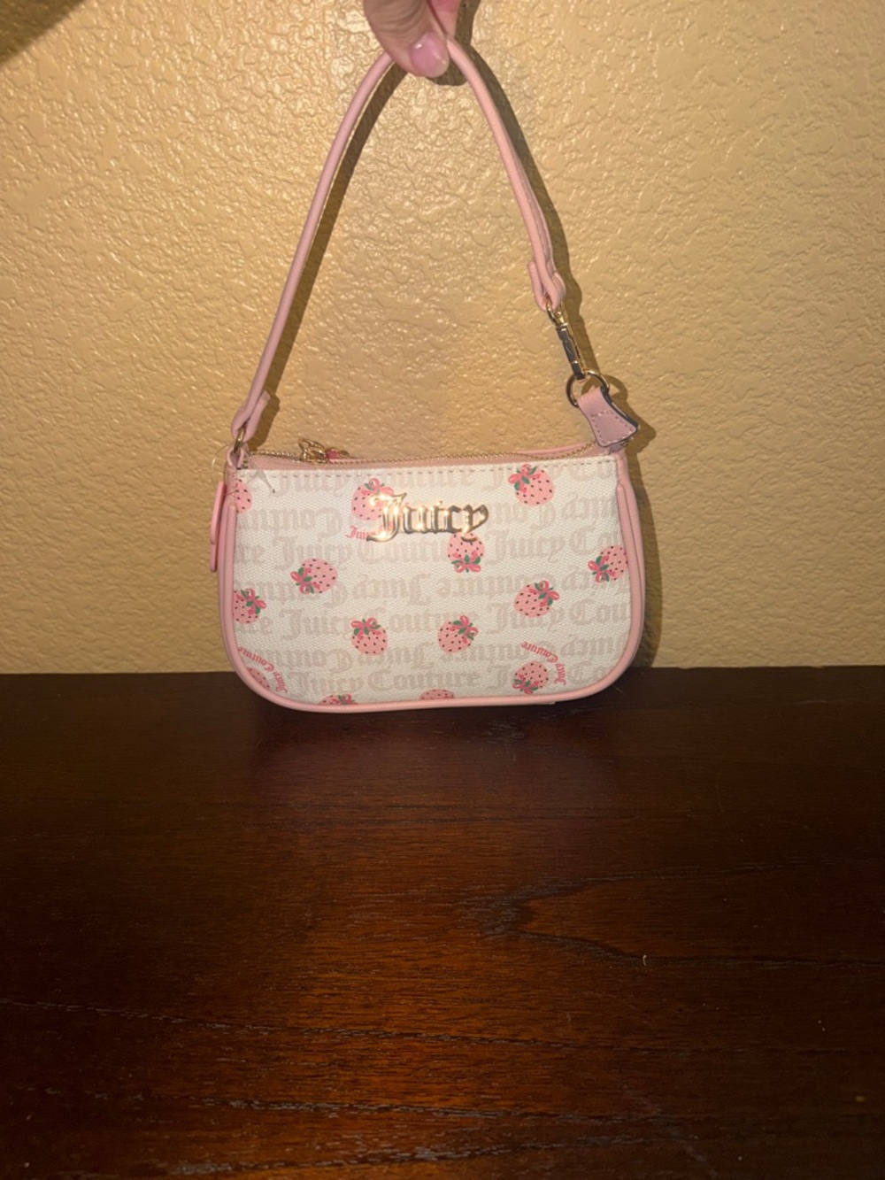 Juicy Couture Cream and Pink Strawberry Mini Shoulder Bag